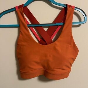 Old Navy Vibrant Orange Sports Bra with Pink Straps